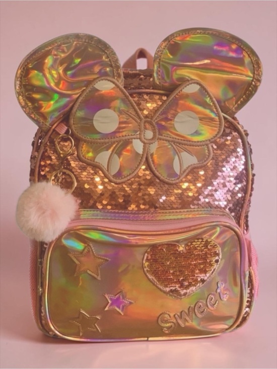 Jasmine Other - Jasmine Brand Minnie Mouse Iridescent Pink Sequin Bow Kids Backpack